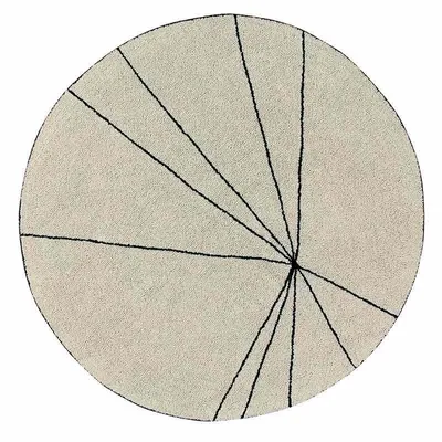 Produktbild von Runder Baumwollteppich mit grafischen Linien - beige - 160 Ø