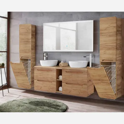 Produktbild von Badmöbel Komplett Set LUTON-56-CRAFT in Wotan Eiche Nb. Nb., B/H/T ca. 240/200/46 cm
