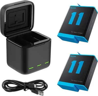 Produktbild von Telesin 3-Slot Ladebox für GoPro Hero 9 / Hero 10 / Hero 11 / Hero 12 + 2 Akkus (GP-BNC-901)