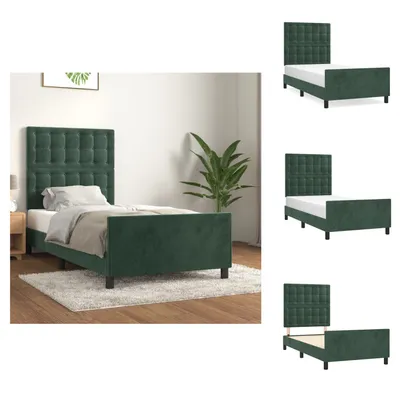 Obrázek produktu pro vidaXL Rám postele s čelem tmavě zelený 100x200 cm samet - Postele a rámy postelí