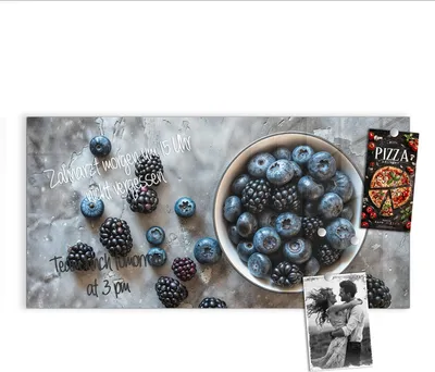 Produktbild von Magnettafel 100x50cm Pinnwand Whiteboard beschreibbar - Heidelbeeren Brombeeren