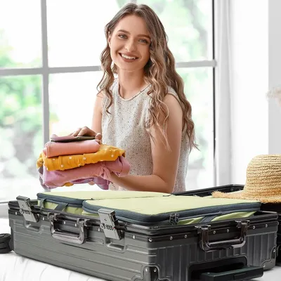 Produktbild von 6-teiliges Set Kompressionspackwürfel & Verpackungswürfel & Kofferorganizerset & erweiterbare Kleidersäcke & Kleidungstaschen für Urlaubsreisen