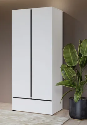 Obrázek produktu pro Dvoudvéřová šatní skříň 89 cm GLENROSE - bílá / černá