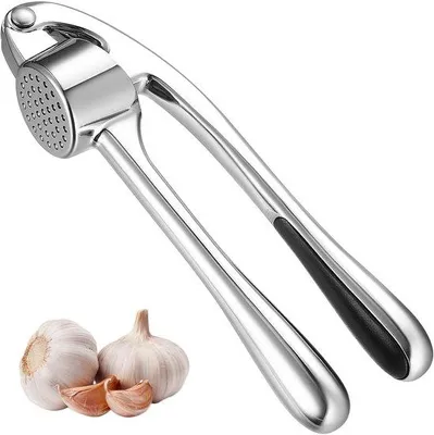 Productafbeelding van Ibenzoa® Knoflook- en gemberpers van zinklegering – robuust, krasbestendig, corrosiebestendig en roestvrij, ergonomisch en vaatwasmachinebestendig