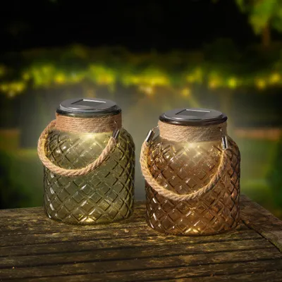 Produktbild von Solar Laterne Gartenbeleuchtung 13,5x17cm Glas 1 Stück sortiert