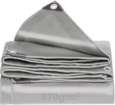 Productafbeelding van Vrachtwagenzeil, grijs, 670 g/m², met ingestanste ringen, pvc-weefsel, waterdicht, scheurvast en uv-bestendig, voor