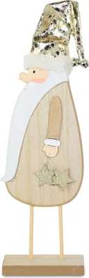 Produktbild von Weihnachtsmann Santa stehend | Holz mit Goldmütze | 10x36 cm