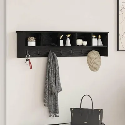 Produktbild von Wandmontierter Kleiderständer Schwarze Eiche 100 x 16 x 26 cm