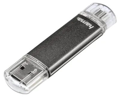 Produktbild von Hama Laeta Twin, 64GB, 64 GB, USB Type-A / Micro-USB, 3.2 Gen 1 (3.1 Gen 1), Kappe, Schwarz