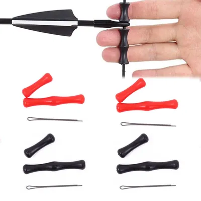 Productafbeelding van Vingerbescherming boogpees - Siliconen - Set van 4 - Rood en zwart - Voor recurve-boog