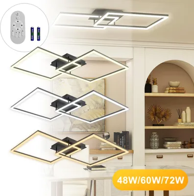 Image de LARS360 Plafonnier LED 60W Angulaire Design Géométrique Plafonnier Métal Dimmable avec télécommande pour salon, chambre, cuisine, salle à manger