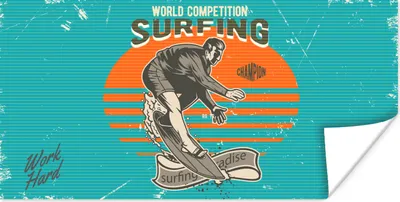 Produktbild von MuchoWow® Poster Vintage - Surfen - Surfbrett 120x60 cm - Bild