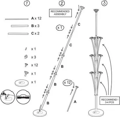 Productafbeelding van Frame/standaard voor een boeket van 13 ballonnen, 160 cm hoog