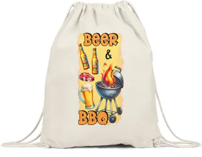 Produktbild von Beer & BBQ Grillen Bier lustiges Grill Spruch Turnbeutel