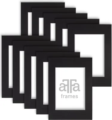 Produktbild von aFFa frames Passe Partout | Minimalistische Bildunterlage zur Anzeige Ihrer Fotos, Poster, Diplome | Karton, Farbe, Schwarz, 21x29,7 cm | 10 Stück pro Set