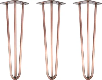 Obrázok produktu pre Prírodný tovar Berlin HAIRPIN Nohy, nohy na vlasy, nohy na nábytok, nohy na stôl, starožitné ružové zlato, 40 cm, 3 vzpery, 3 kusy