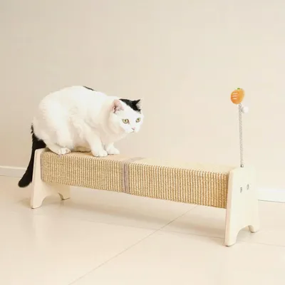 Produktbild von Horizontaler Kratzbaum, Kratzbaum für Katzen, Katzenbaum, 76,2 cm Sisal-Katzenkratzbaum, großer Katzenkratzbaum mit Federspielzeug, schützt Möbel für Indoor-Kätzchen