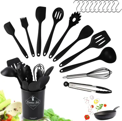 Produktbild von EINFEBEN Küchenhelfer 12 tlg set Silikon Kochbesteck Besteck Küchenutensilien BBQ Kochbesteck-Sets