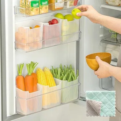 Immagine prodotto di Organizer trasparente per frigorifero per 6 contenitori, senza BPA, per dispensa e snack