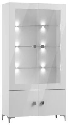 Zdjęcie produktu dla Witryna PT08, biała, przeszklona, z oświetleniem LED, 100 cm