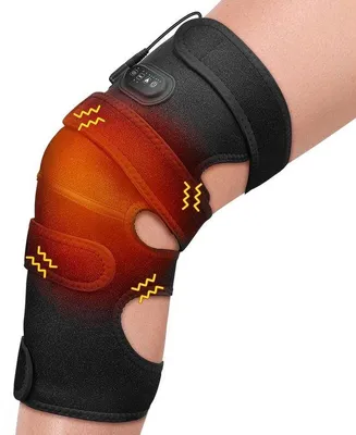 Produktbild von Elektrische Kniebandage mit Massagefunktion zur Schmerzlinderung, ausgestattet mit einem großen Heizkissen, 4 Motoren, 5 Massageprogrammen und einem 12V-Ladegerät. Ideal zur Behandlung von Arthritis.
