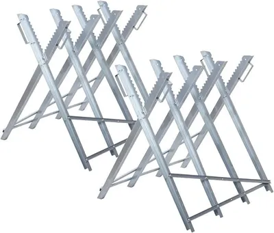 Produktbild von Sägebock 2x Sägegestell klappbar Holzsägearbeiten für Kettensägen 150kg Belastbarkeit Metall Verzinkt Holzsägebock 81x80x80cm Kettensägebock