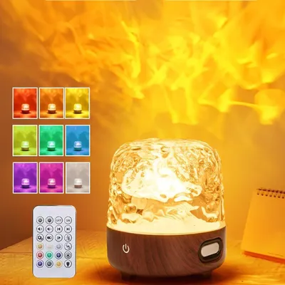 Produktbild von LED Nachtlicht Projektor mit Bluetooth Lautsprecher, 4 Modi Wasserwellen Lampe, 16 Farben, Fernbedienung & Akku 2000mAh