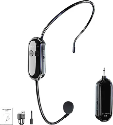Produktbild von Drahtloses Mikrofon-Headset, 2.4G Wireless Mikrofon-System mit USB-C Aufladung, 30 m Drahtlose Übertragung – Ideal für Lehrer, Fitness-Trainer und Reiseleiter