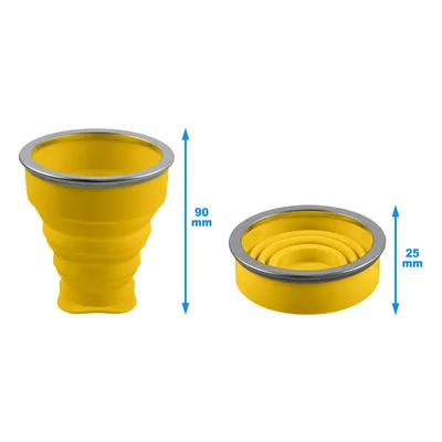 Image de Tasse pliable en silicone jaune, tasse de voyage pratique pour le camping – 210 ml