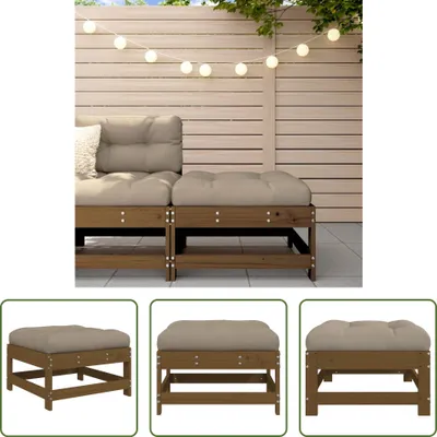 Produktbild von The Living Store Gartenhocker mit Kissen Honigbraun Massivholz Kiefer