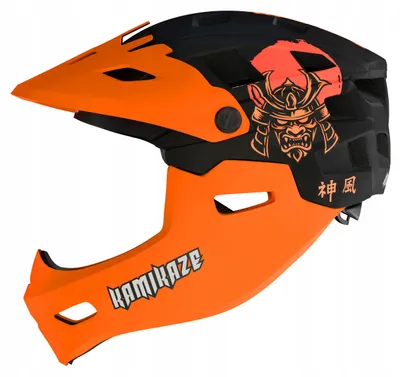 Produktbild von Kamikaze Kinnschutzhelm Ronin Helmet Orange M 2in1 mit abnehmbarem Kinnbügel für E-Scooter, MTB & Offroad