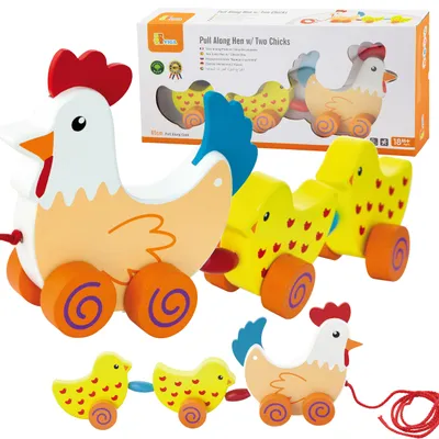Zdjęcie produktu dla VIGA Zestaw do ciągnięcia Kurka z kurczakami 36 cm