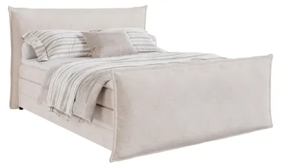 Produktbild von Forte HARMONIE Boxspringbett 160x200, modernes Bettgestell, inkl. Polsterkopf- und Fußteil, Stauraum-Bettkästen, Holzwerkstoff, Chenille Stoff Beige