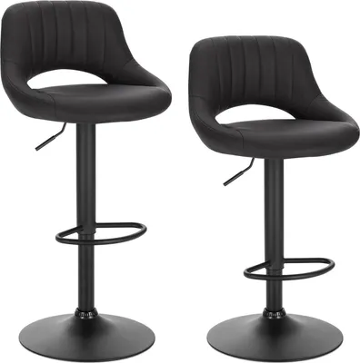 Produktbild von EUGAD 2er-Set Barhocker drehbar, höhenverstellbar, aus Kunstleder, Anthrazit