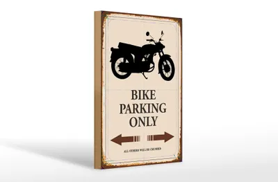 Produktbild von Holzschild Spruch 20x30cm Bike parking only Motorrad
