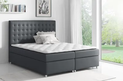 Produktbild von Kontinentales Bett EVIO – 120x200, grau + Gratis-Topper