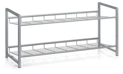 Produktbild von Schuhregal SYSTEM Schuhständer Schuhablage mit 2 Fächern für ca. 8 Paar Schuhe, 81 cm breit, Metall silber lackiert