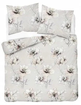 Produktbild von Detexpol Flanelbettwäsche 220x200 cm Kühlbeige Blumen Winter