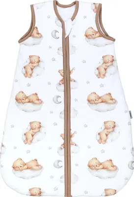 Produktbild von TupTam Schlafsack Baby – Wärmender Ganzjahresschlafsack 2.5 TOG, , Ärmellos, Farbe: Bären auf Wolken / Weiß / Braun, Größe: 92-98