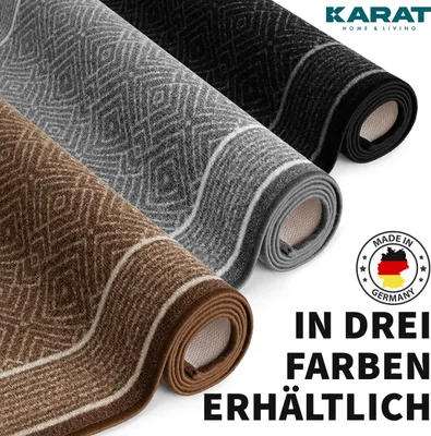 Produktbild von Karat Läufer Olymp, Flur Teppichläufer im Rauten Design, rutschhemmender Gelrücken, Polyamid Flurläufer für Flur & Wohnzimmer - Anthrazit, 80x350 cm