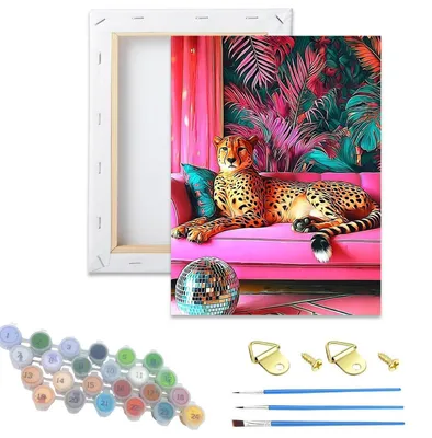 Image de Kit de peinture par numéros pour adultes, motif léopard, pour canapé, kit de loisirs créatifs, décoration intérieure