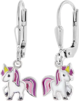 trendor 68349 Kinder-Ohrringe Silber 925 Einhorn Ohrhänger 1