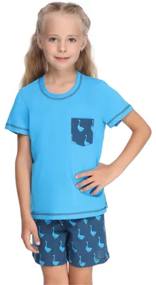 Image de Pyjama pour fille Merry Style MS10-292 (bleu/oie, taille 116)