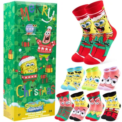Produktbild von Schwammkopf Adventskalender 2026 Kinder 31-36 Adventskalender Socken für Fans Multi SpongeBob