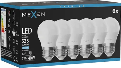 Produktbild von Mexen Nova 6x LED-Glühbirne E27, G45, 5W, Kalt - 6500K, 525 lm - L101-E27-0565-01x06