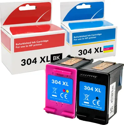 Two boxes of HP 304XL ink cartridges and two ink cartridges.