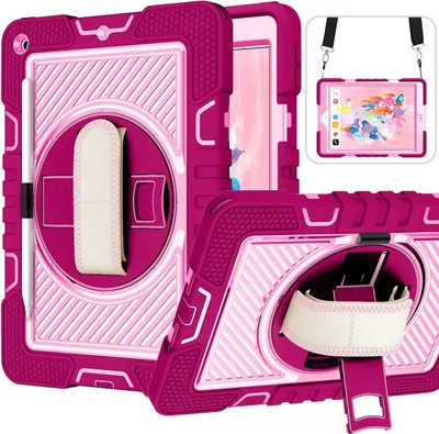 Immagine prodotto di Custodia per iPad 9/8/7 10,2" con supporto e tracolla Rosa