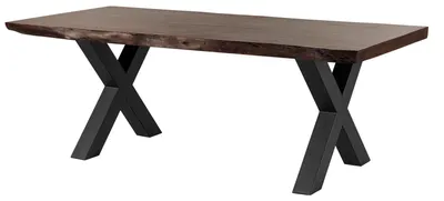 Produktbild von MASSIVMOEBEL24.DE Baumtisch Akazie 220x100x77 braun lackiert / X-Beine anthrazit matt FREEFORM 5