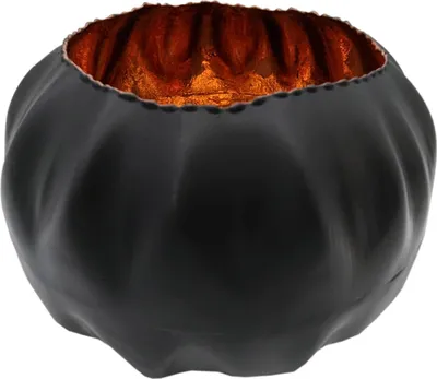 Produktbild von Kerzen Schale orientalisch in schwarz Ø 20 cm - Kupfer Innen - Windlicht Deko Topf