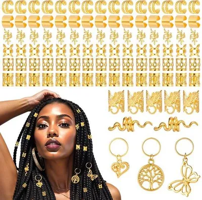 Immagine prodotto di Mollette dorate per dreadlocks, fermagli dorati per capelli da donna, confezione da 100 pezzi, accessori per capelli economici per trecce